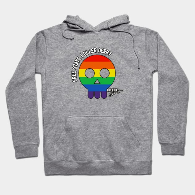 New Logo Rainbow Hoodie by Free State Roller Derby